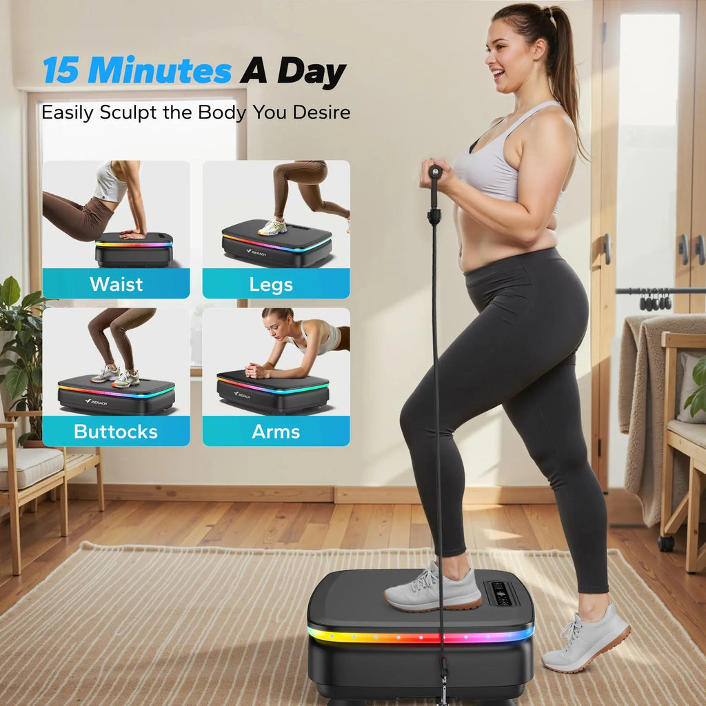 MERACH Vibration Plate Exercise Machine with Light Whole Body Workout Power Vibrate Platform Vibration Plate Lymphatic Drainage Innova Techno