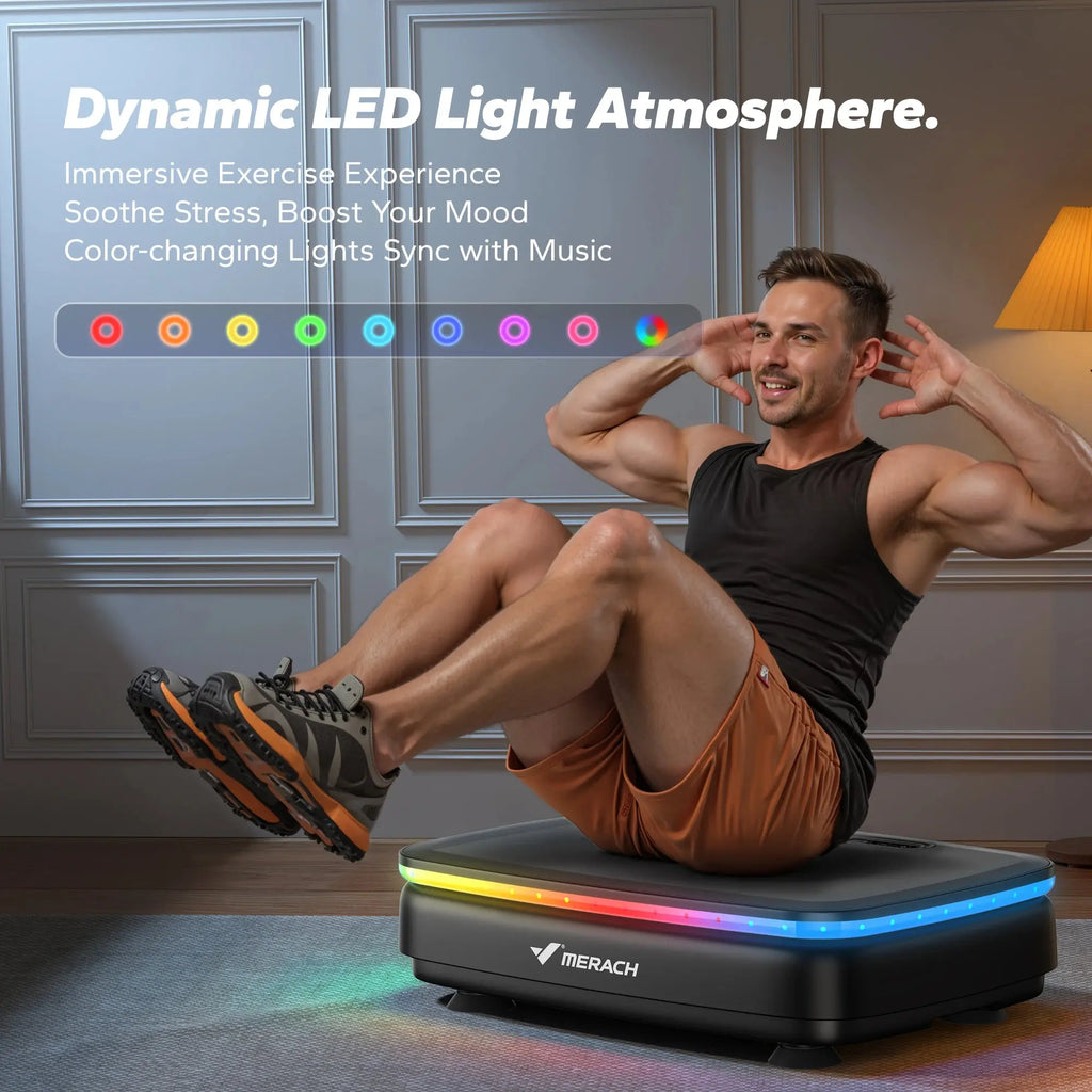MERACH Vibration Plate Exercise Machine with Light Whole Body Workout Power Vibrate Platform Vibration Plate Lymphatic Drainage Innova Techno