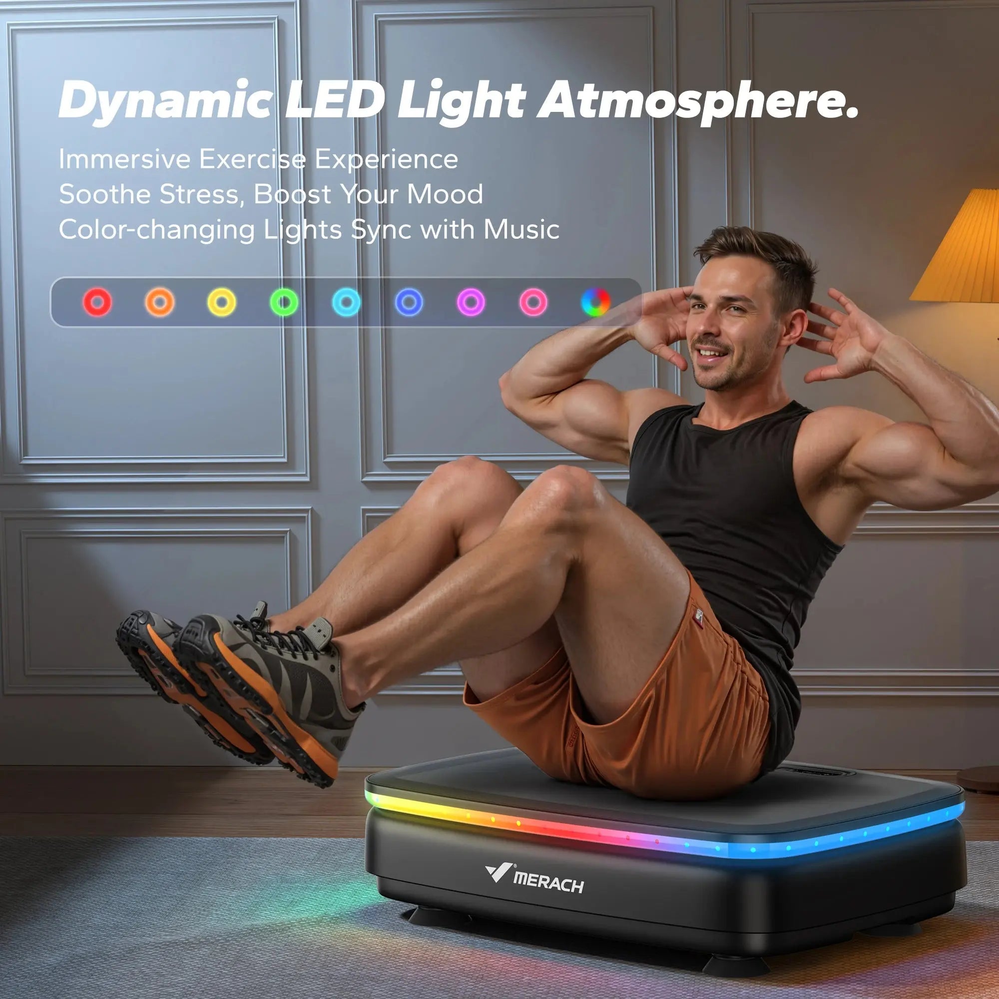 MERACH Vibration Plate Exercise Machine with Light Whole Body Workout Power Vibrate Platform Vibration Plate Lymphatic Drainage Innova Techno