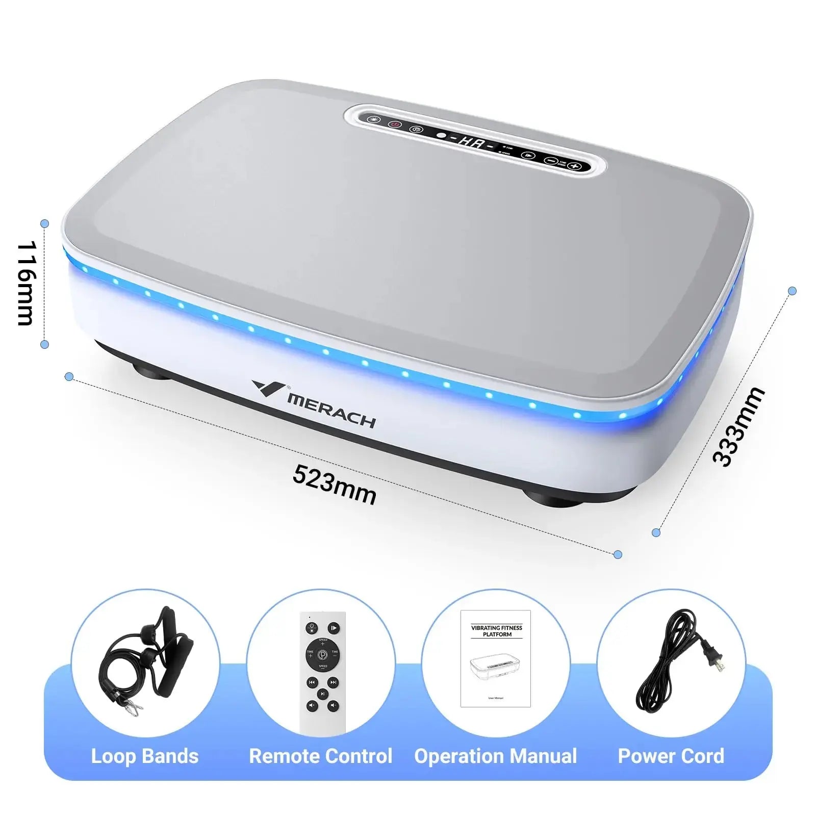 MERACH Vibration Plate Exercise Machine with Light Whole Body Workout Power Vibrate Platform Vibration Plate Lymphatic Drainage Innova Techno