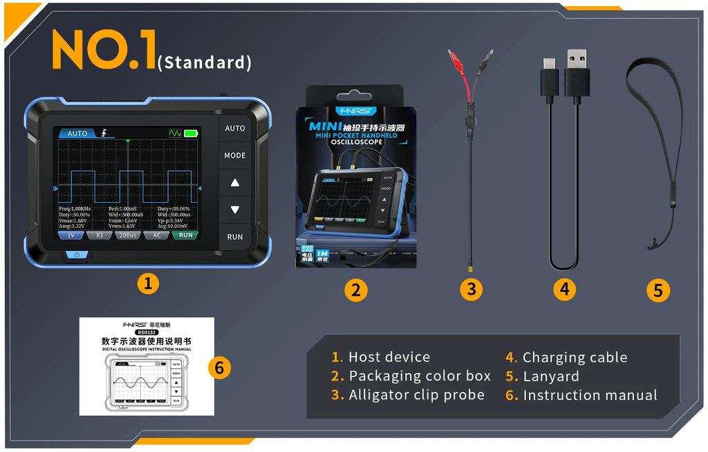 FNIRSI New DSO510 DSO152 DSO153 Mini Handheld Digital 2 IN 1 Oscilloscope Portable 48MS/s 10MHz Bandwidth Electronic Repair Tool Innova Techno
