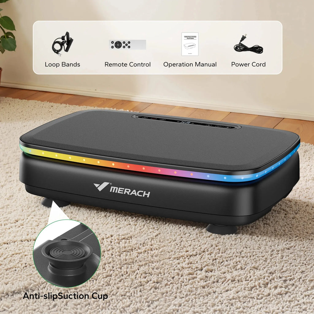 MERACH Vibration Plate Exercise Machine with Light Whole Body Workout Power Vibrate Platform Vibration Plate Lymphatic Drainage Innova Techno