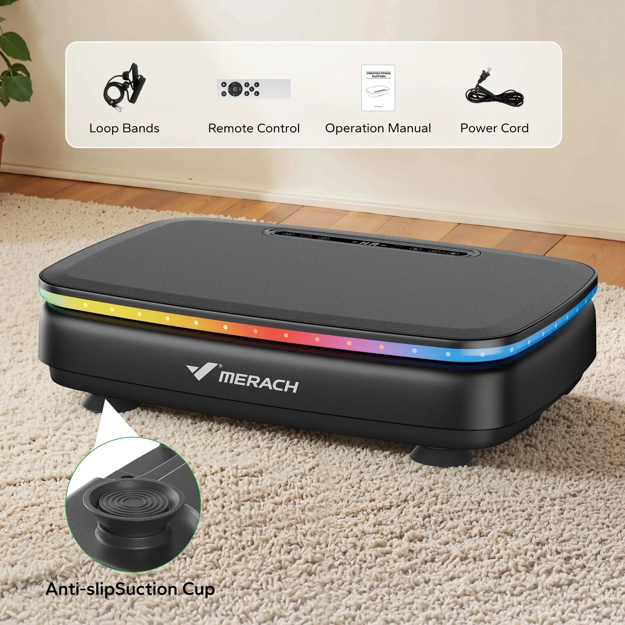 MERACH Vibration Plate Exercise Machine with Light Whole Body Workout Power Vibrate Platform Vibration Plate Lymphatic Drainage Innova Techno