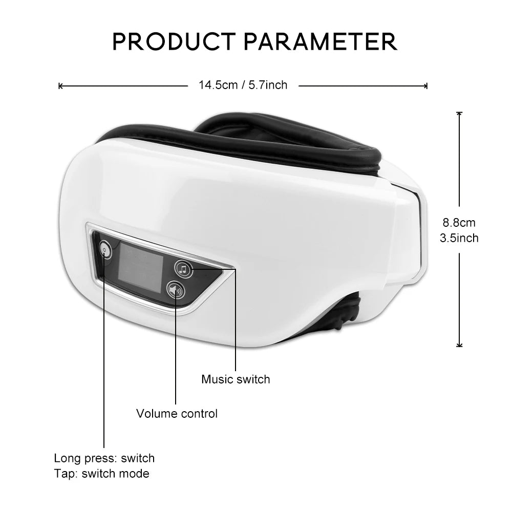 6D Smart Airbag Vibration Eye Massager Eye Care Instrumen Heating Bluetooth Music Relieves Fatigue And Dark Circles With Heat Innova Techno