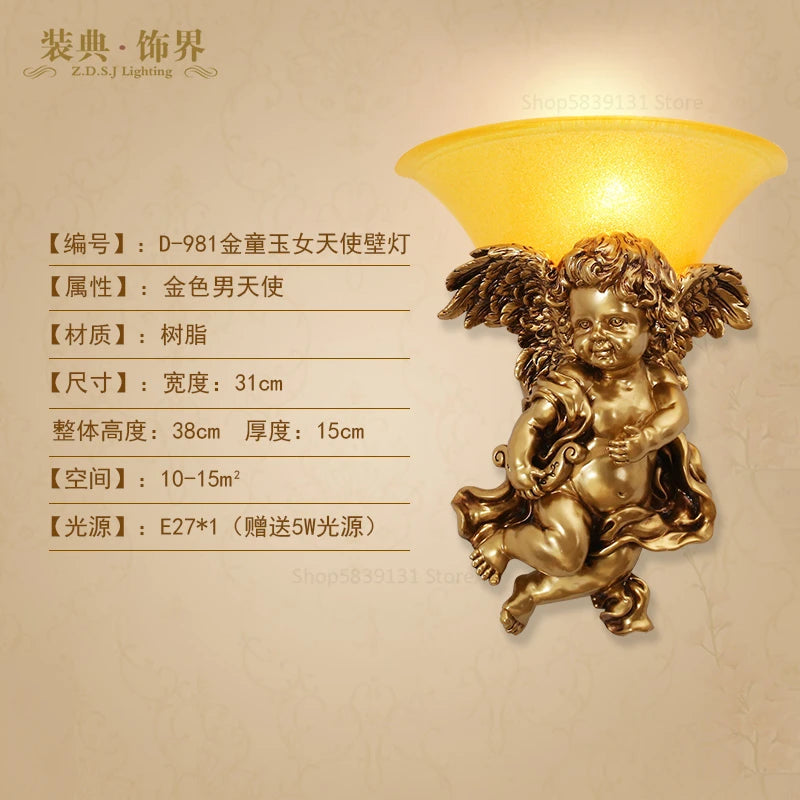 Nordic Modern Wall Lights for Home Bedroom Bedside Lamp Angel Shaped Resin Wall Lamp Europe Style Creative Retro LED Wall Lamps Innova Techno