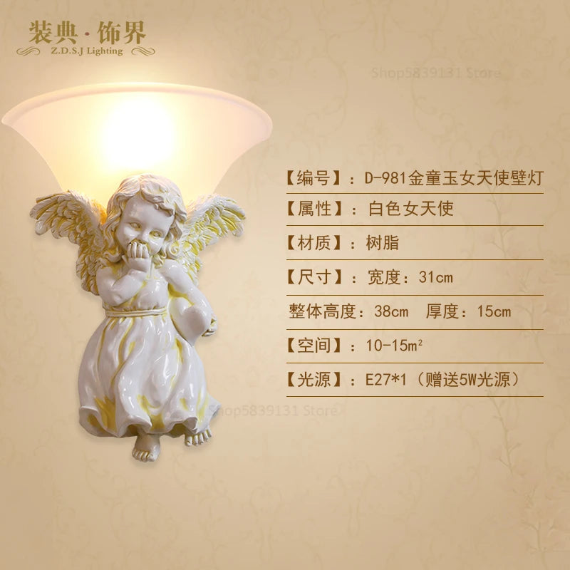 Nordic Modern Wall Lights for Home Bedroom Bedside Lamp Angel Shaped Resin Wall Lamp Europe Style Creative Retro LED Wall Lamps Innova Techno
