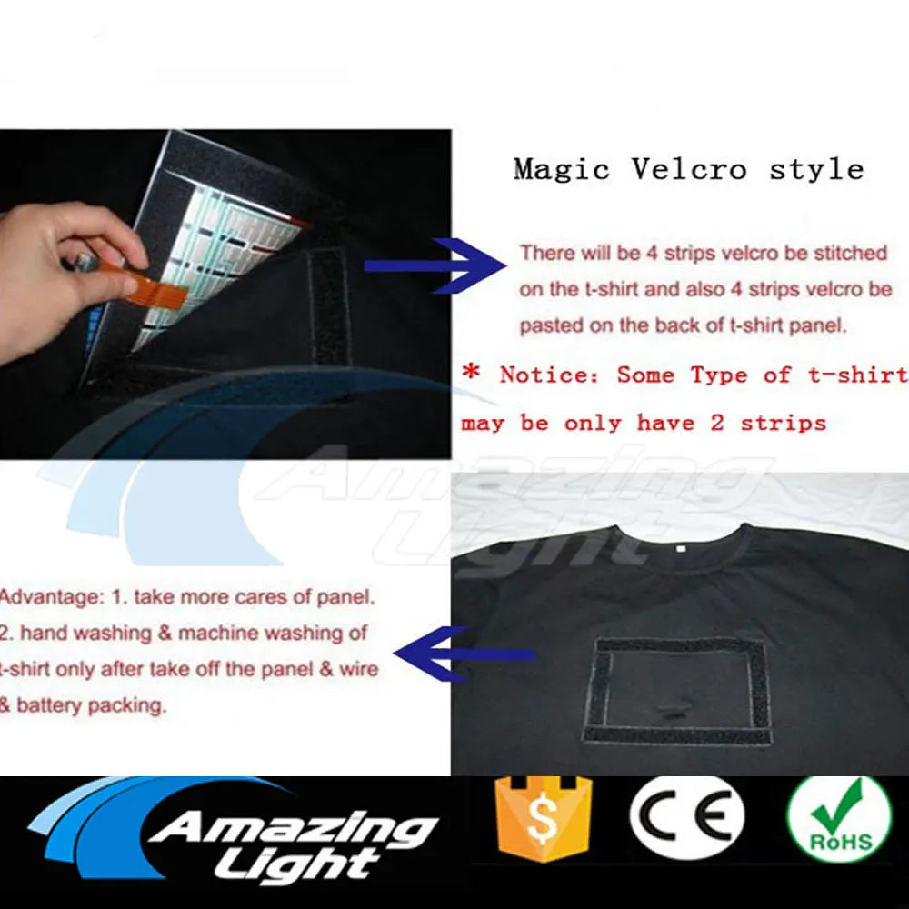 Party Light Up Music El Panel Sound Activated Flashing El Panel T-shirt