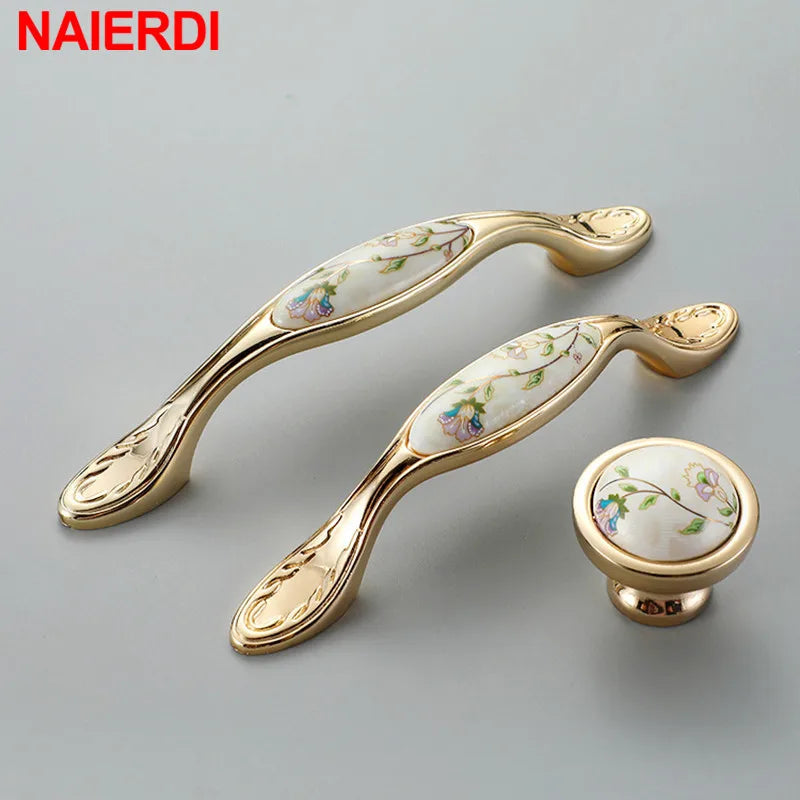 NAIERDI 10PCS Antique Ceramic Cabinet Handles Chinese Vintage Drawer Knobs Wardrobe Door Handles European Furniture Handle Innova Techno
