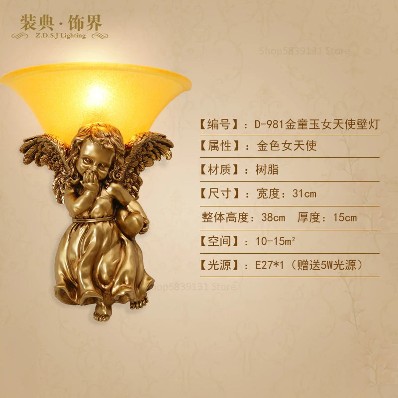 Nordic Modern Wall Lights for Home Bedroom Bedside Lamp Angel Shaped Resin Wall Lamp Europe Style Creative Retro LED Wall Lamps Innova Techno