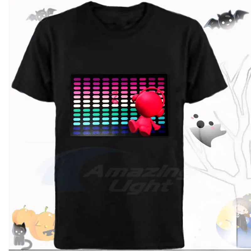 Party Light Up Music El Panel Sound Activated Flashing El Panel T-shirt