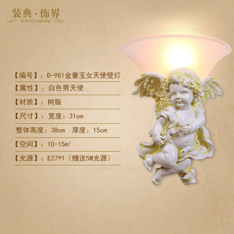 Nordic Modern Wall Lights for Home Bedroom Bedside Lamp Angel Shaped Resin Wall Lamp Europe Style Creative Retro LED Wall Lamps Innova Techno