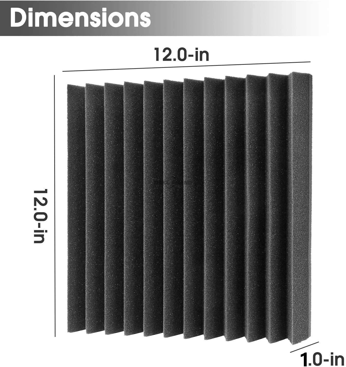48Pcs 1" X 12" X 12" Acoustic Foam Panels Studio Soundproofing Wedge Sound Proof Wall Panels Acoust Insulation Foam Black Blue Innova Techno