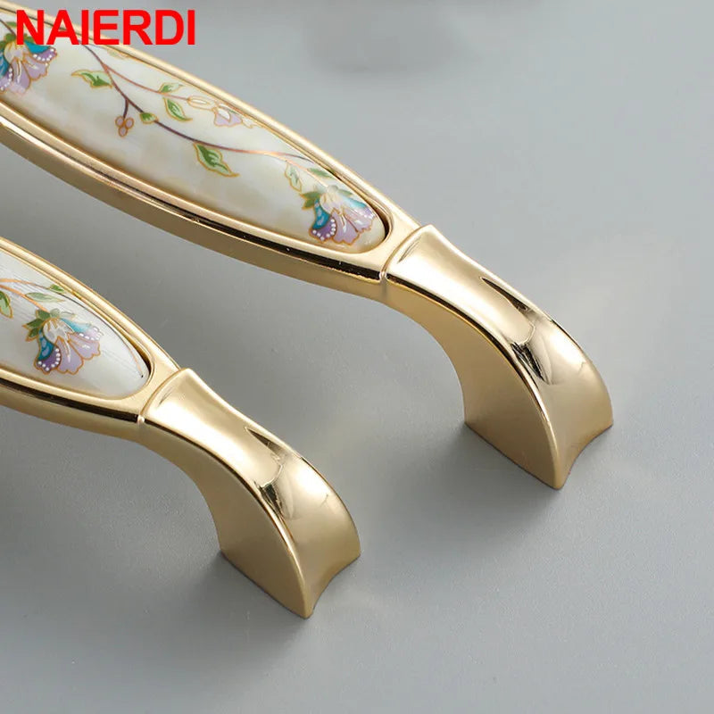 NAIERDI 10PCS Antique Ceramic Cabinet Handles Chinese Vintage Drawer Knobs Wardrobe Door Handles European Furniture Handle Innova Techno