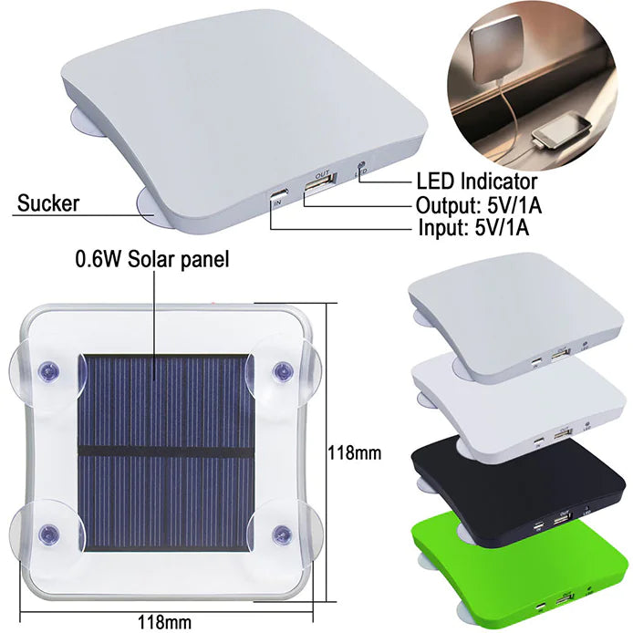Solar-Powered Suction Cup Portable Charger (Power Bank)