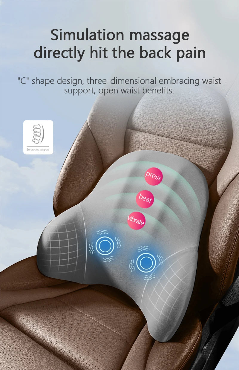 Car Electric Single Lumbar Single Headrest Vibration Massage Lumbar Support Neck Pillow Lumbar Cushion Car Seat Car Interior Innova Techno
