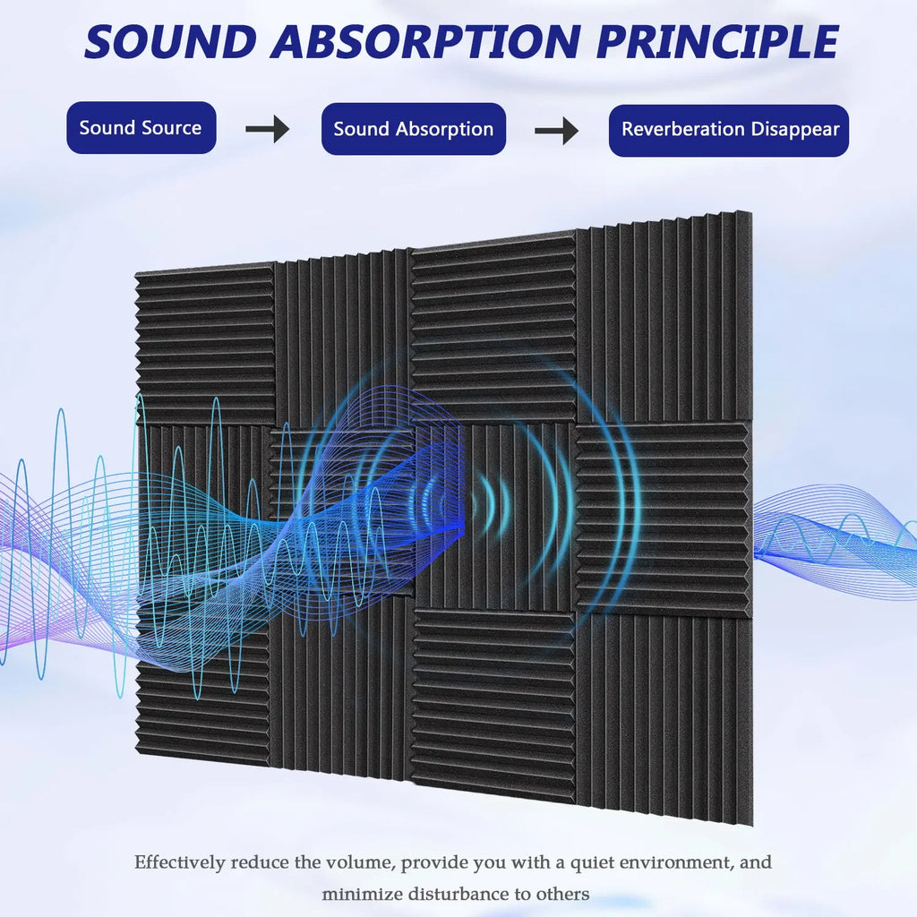 48Pack 1" X 12" X 12" Acoustic Foam Panels Soundproofing Wedge Tiles Studio Foam Wall Panel Sound Insulation Treatment Black Red