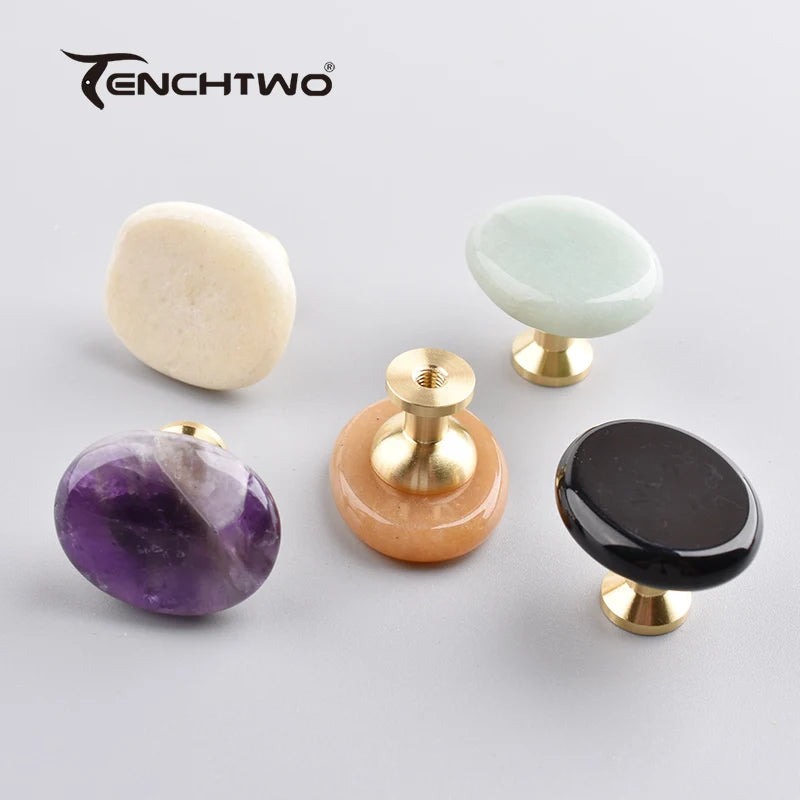 30×25mm Nature Agate Stone Cabinet Drawer Knob Dressing Decorative Box Handle Brass Furniture Door Handle Wardrobe Cabinet Pulls Innova Techno