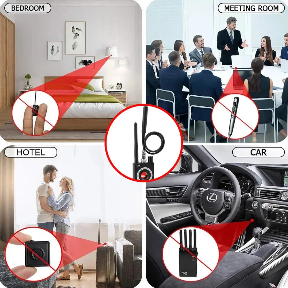 New K18 Multi-function Anti-Candid Cam Wireless Lens Device Finder 1MHz-6.5GHz GSM Audio Bug Finder GPS Signal RF Tracker Detect Innova Techno