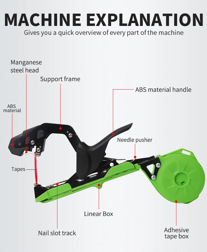 Onnfang Garden Hand Tying Machine Plant Lightweight Garden Tools Plant Tape tool for Vegetables Grapes Tomatoes Cucumbers Garden Innova Techno
