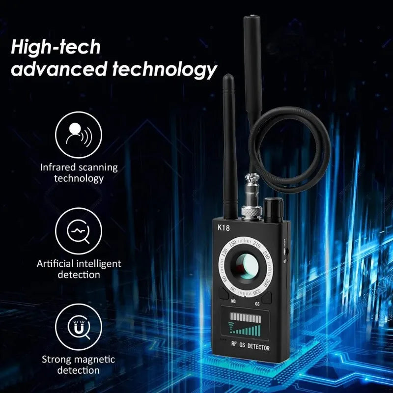 New K18 Multi-function Anti-Candid Cam Wireless Lens Device Finder 1MHz-6.5GHz GSM Audio Bug Finder GPS Signal RF Tracker Detect Innova Techno