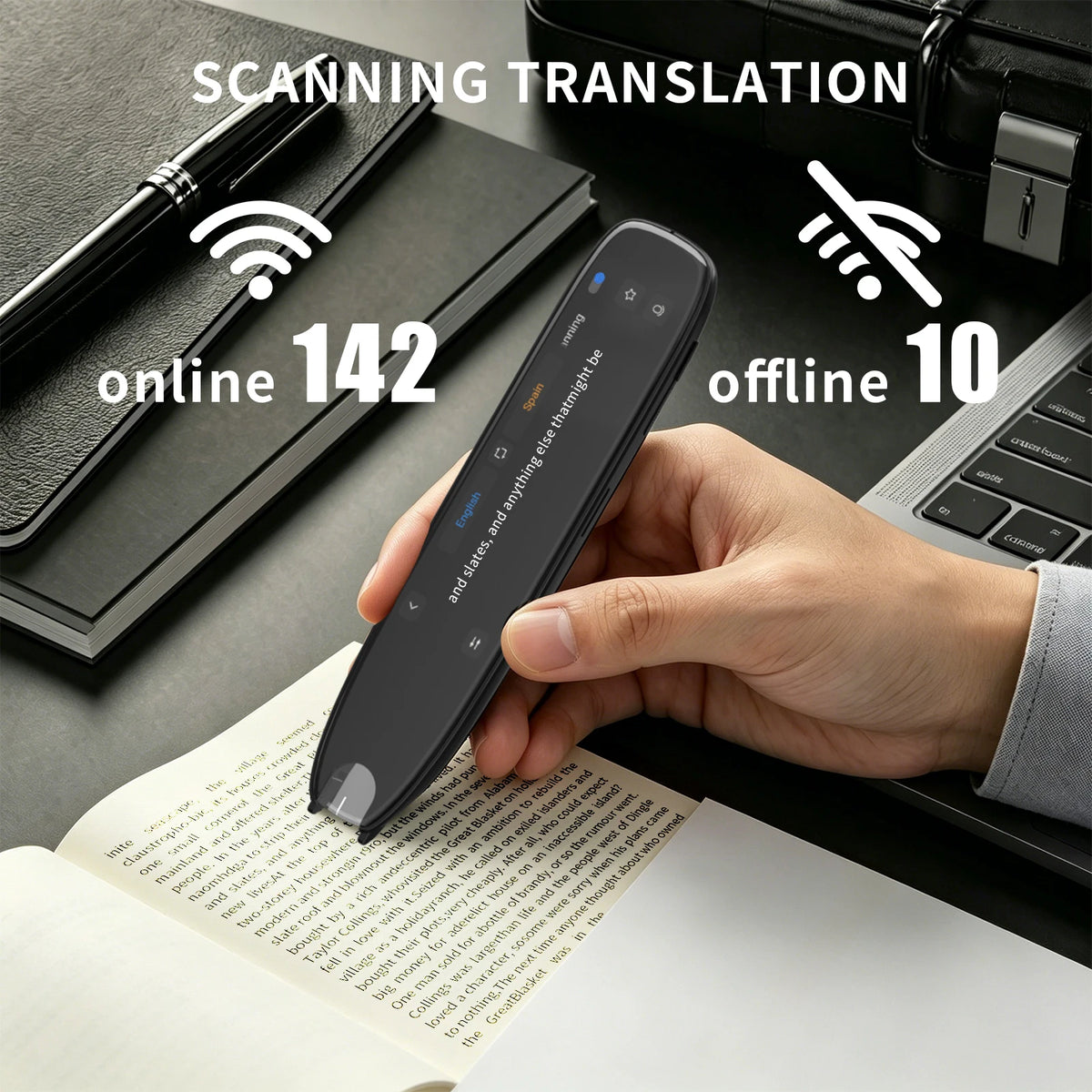 Scan Translation Pen - 142 Languages Smart Dyslexia Assistive Tool, Speech/Scan-to-Text Reading Pen  (10 Offline Languages)