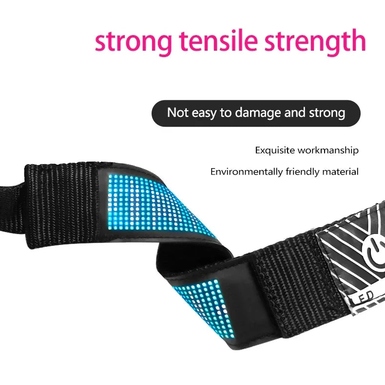 LED Multicolor Display Pet Dog Collars Programmable Multilingual Scrolling Customized Animations Rechargeable Glowing Necklace Innova Techno