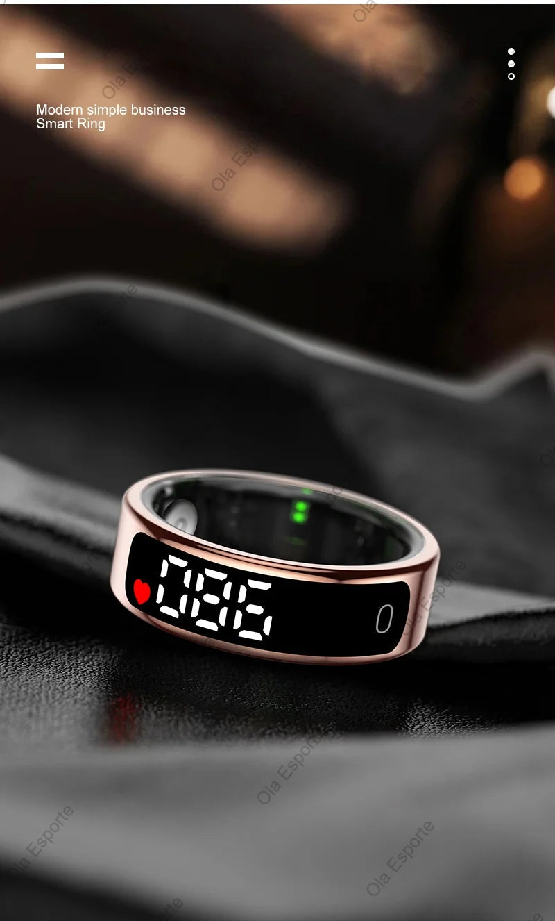 Smart Ring with Display Screen and Touch Heart Rate Blood Oxygen Sleep Health Monitoring Sports Count steps Waterproof Smartring Innova Techno