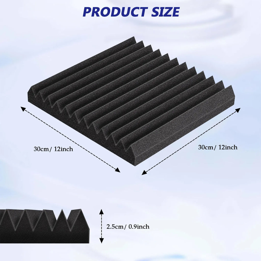 48Pack 1" X 12" X 12" Acoustic Foam Panels Soundproofing Wedge Tiles Studio Foam Wall Panel Sound Insulation Treatment Black Red