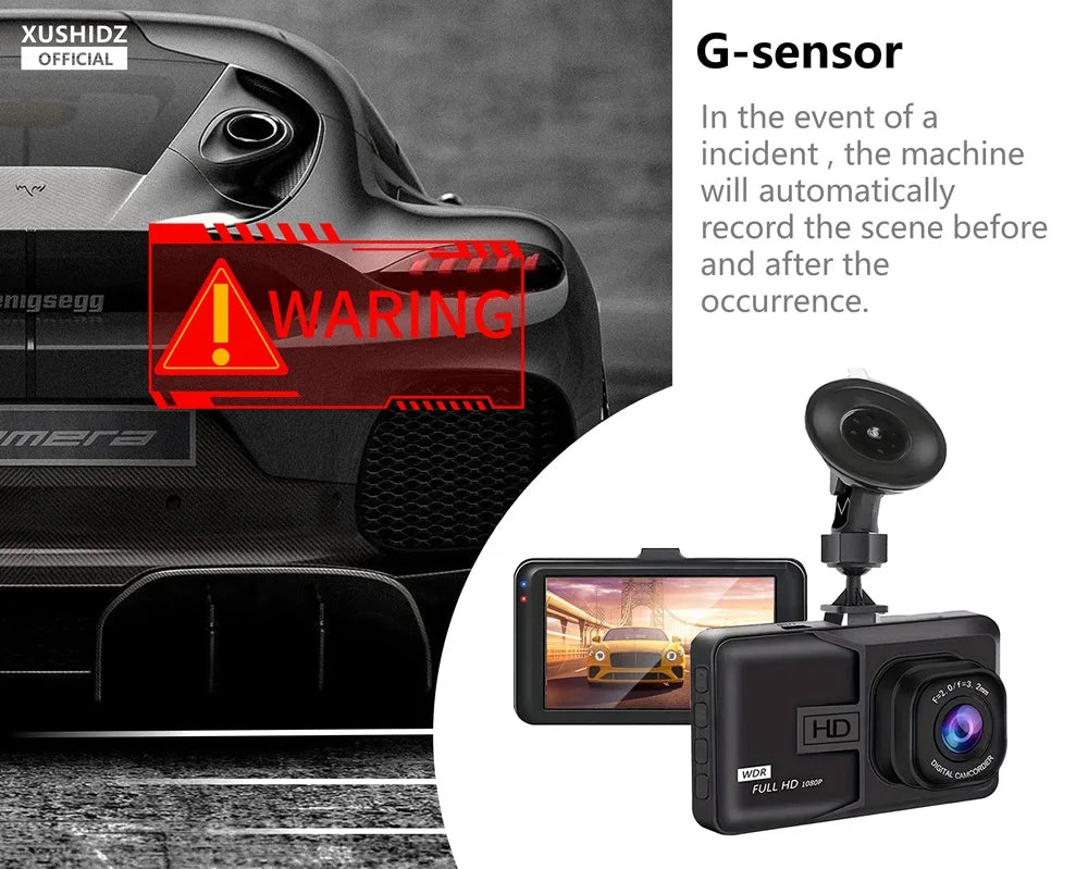 XUSHIDZ NEW 1080P HD Dash Camera Loop Recording Car Vehicle DVR Video Recorder Dashcam Night Vision 24h Parking Monitor G-sensor Innova Techno