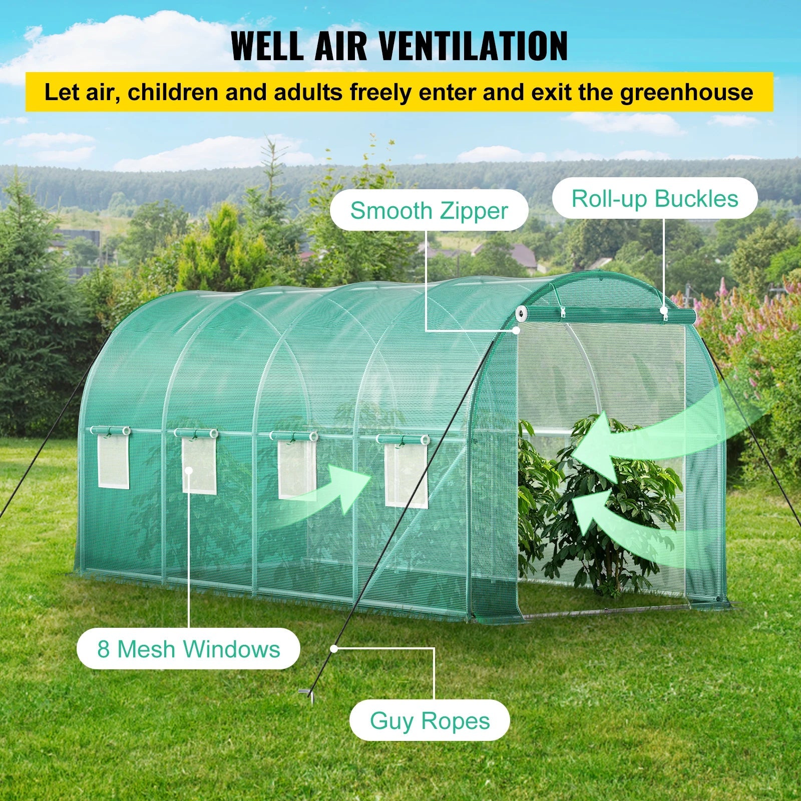 SucceBuy Walk-in Tunnel Greenhouse Galvanized Frame & Waterproof Cover 15x7x7/10x7x7/20x10x7/12x7x7 ft Greenhouses & Cold Frames Innova Techno