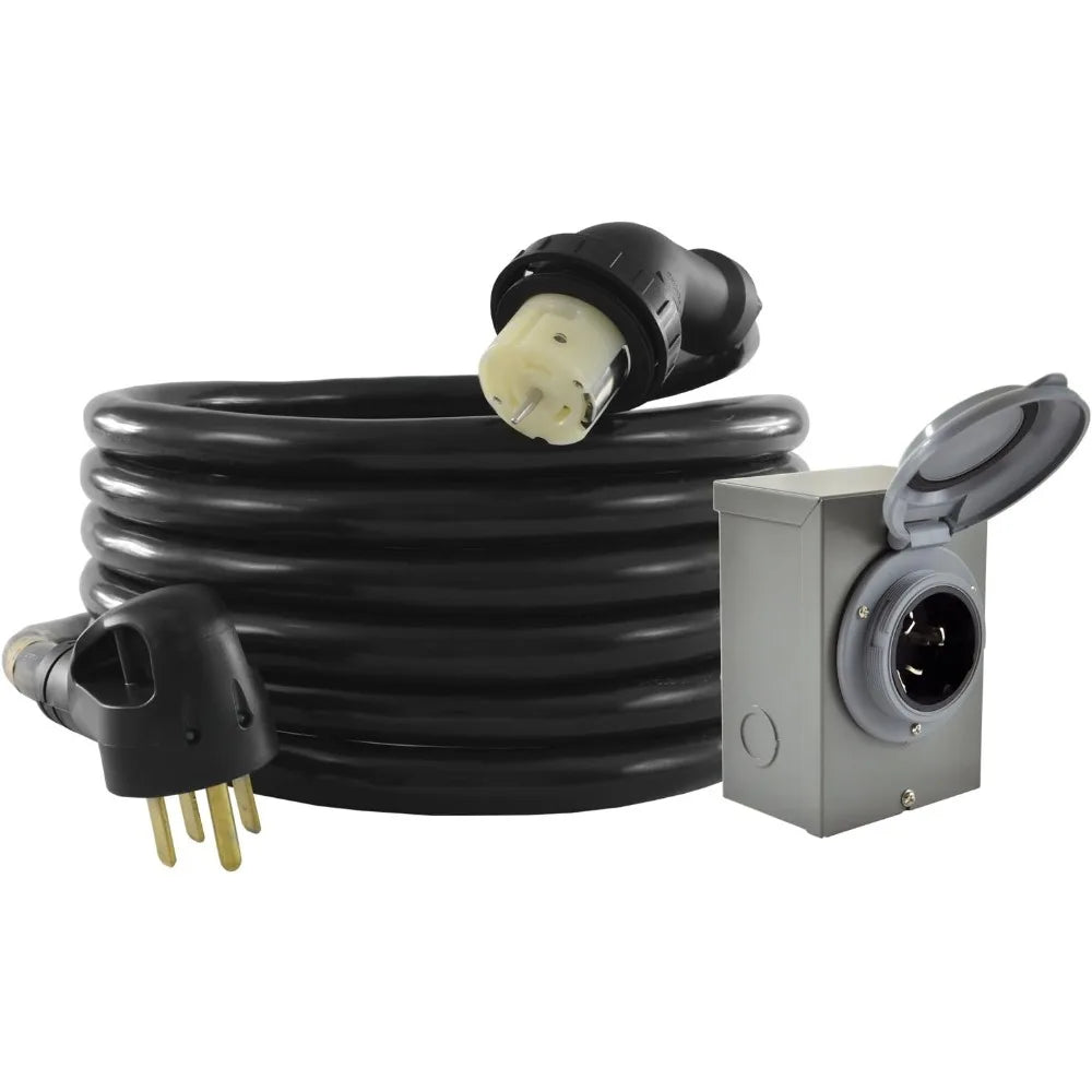 Ships from USA 50Amp Power Inlet Box with 25ft Temporary Power Cord Combo Kit Duo Rain Seal