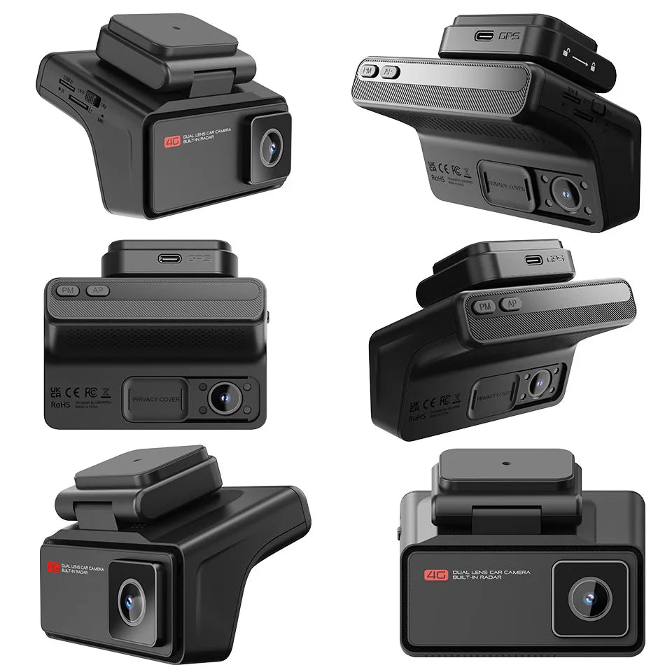 4G LTE Car Dash Cam Front and Inside Remote Live View Two-Way Talk 24/7 Parking GPS Tracker IR Night Vision Vehicle Security DVR Innova Techno