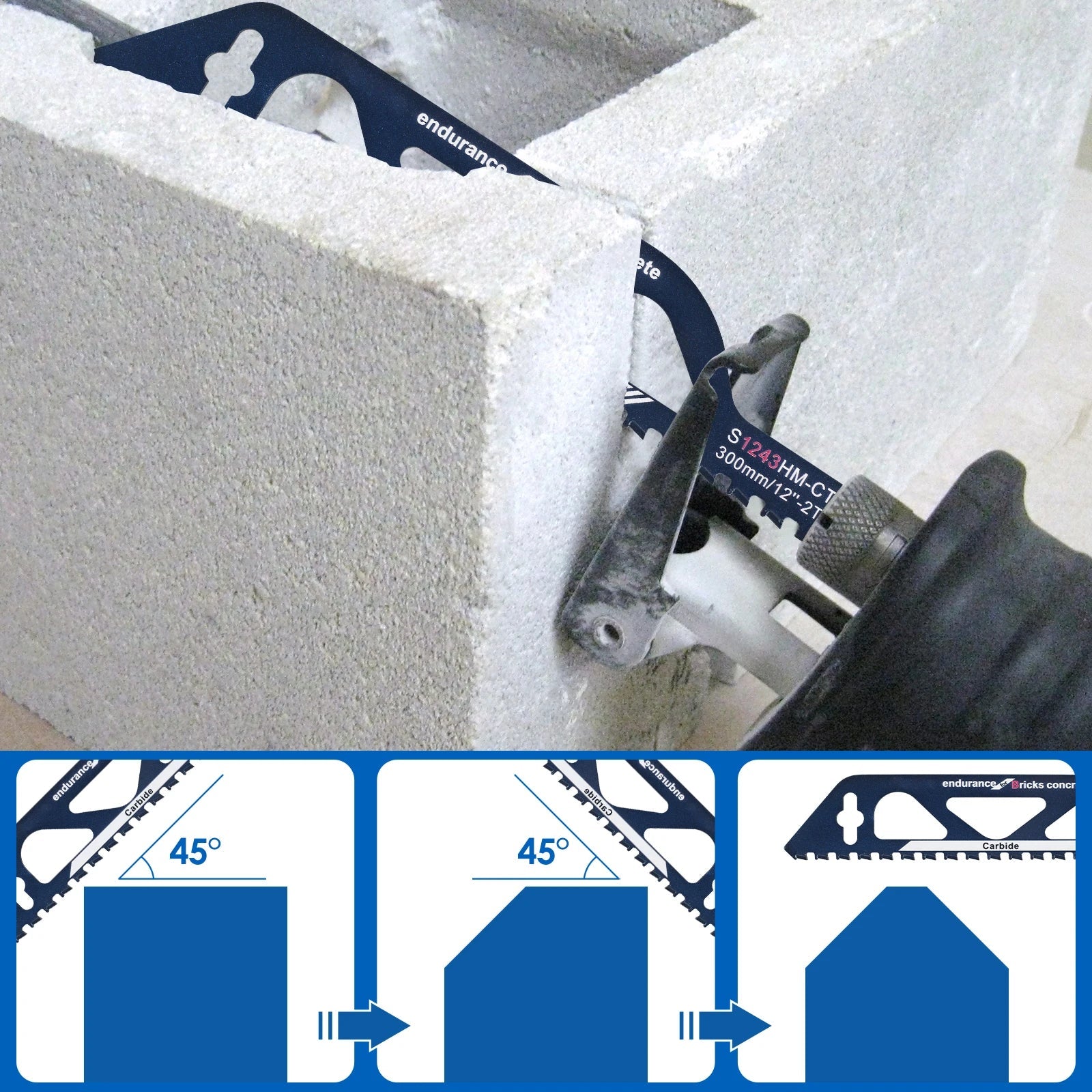 Reciprocating Saw Blade 12/18in Universal Cutting Recip Sabre Saw Blade Alloy Steel Brick Concrete Stone Demolition Cutting Tool Innova Techno