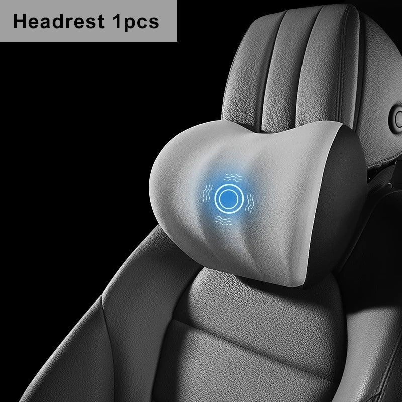 Car Electric Single Lumbar Single Headrest Vibration Massage Lumbar Support Neck Pillow Lumbar Cushion Car Seat Car Interior Innova Techno