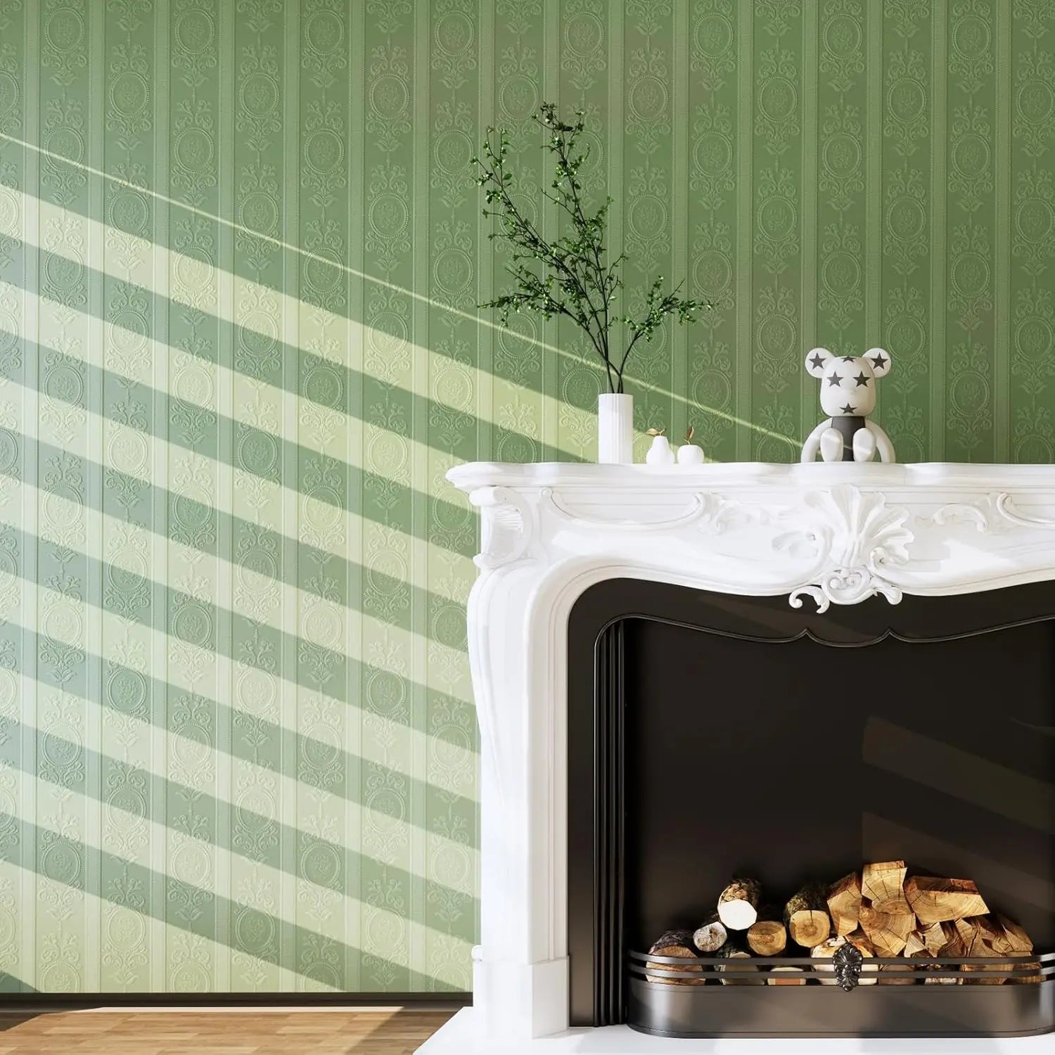 3D White Embossed Peel and Stick Wallpaper Damask Textured Self Adhesive Wallpaper Modern Floral Removable Contact Paper Innova Techno