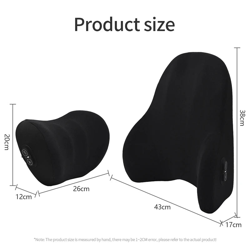 Car Electric Single Lumbar Single Headrest Vibration Massage Lumbar Support Neck Pillow Lumbar Cushion Car Seat Car Interior Innova Techno