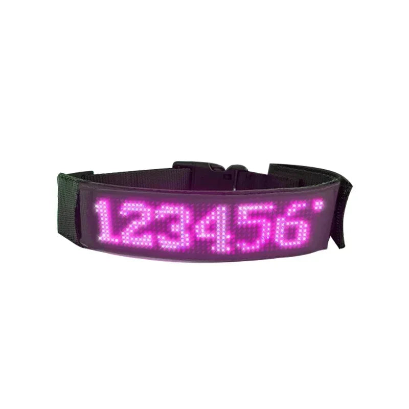 LED Multicolor Display Pet Dog Collars Programmable Multilingual Scrolling Customized Animations Rechargeable Glowing Necklace Innova Techno