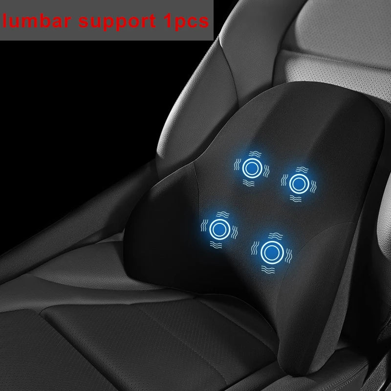 Car Electric Single Lumbar Single Headrest Vibration Massage Lumbar Support Neck Pillow Lumbar Cushion Car Seat Car Interior Innova Techno