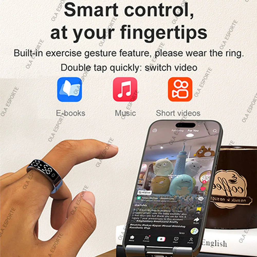 Smart Ring with Display Screen and Touch Heart Rate Blood Oxygen Sleep Health Monitoring Sports Count steps Waterproof Smartring Innova Techno