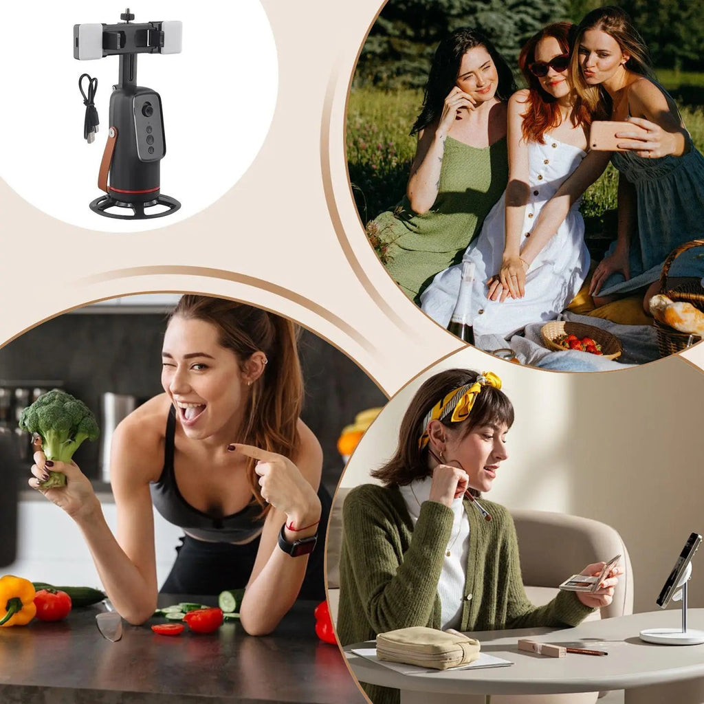 Face Tracking Tripod 360 Degree Rotation Auto Stand Tripod That Follows Your Movement for Live Streaming Selfie Video Recording Innova Techno