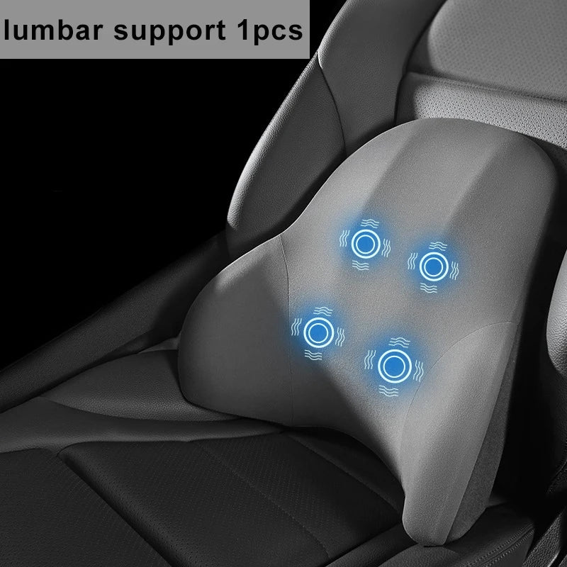 Car Electric Single Lumbar Single Headrest Vibration Massage Lumbar Support Neck Pillow Lumbar Cushion Car Seat Car Interior Innova Techno