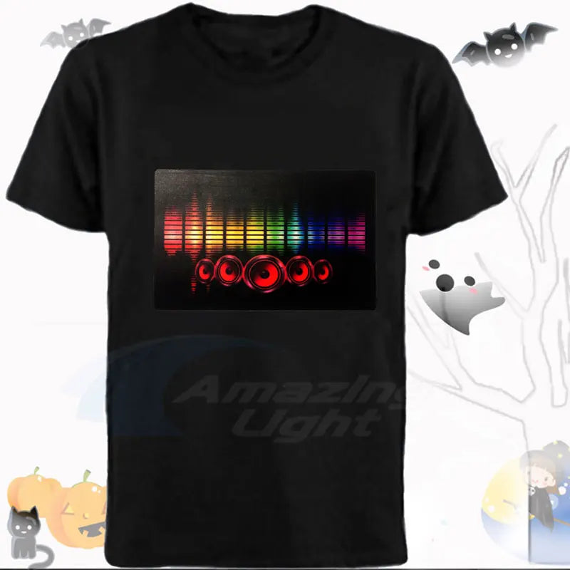Party Light Up Music El Panel Sound Activated Flashing El Panel T-shirt