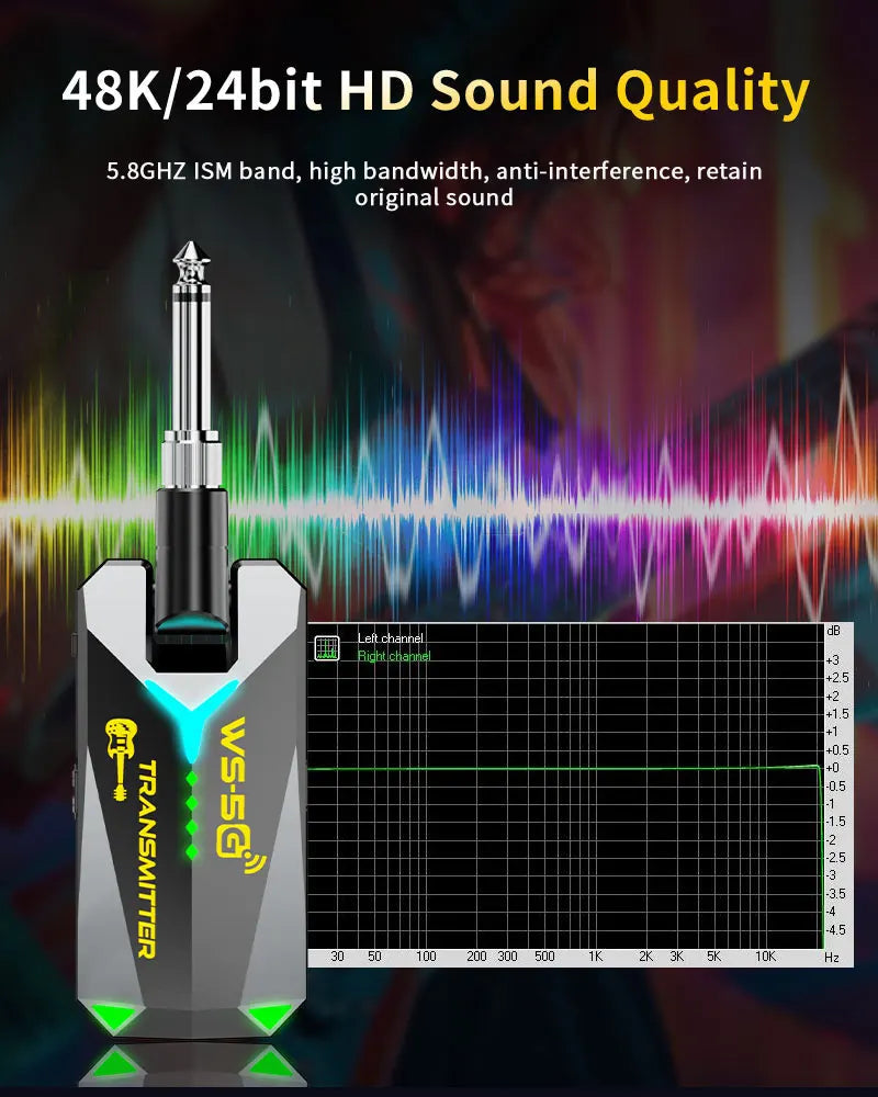 JAMJUM 5.8G Wireless Audio System with 6.35/3.5mm Audio jack Rechargeable Battery holiday gift Innova Techno