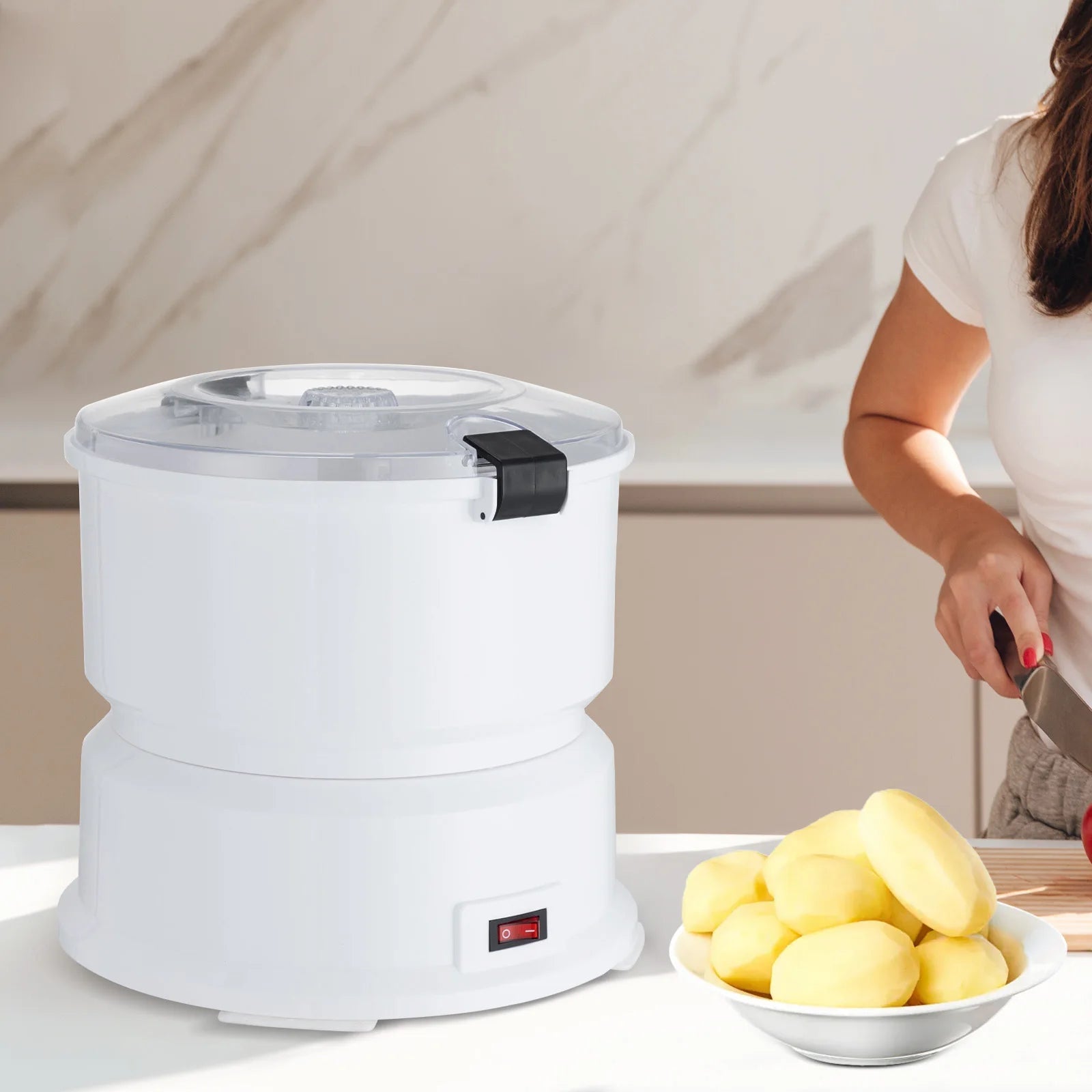 85W Electric Potato Peeler One-button Drive Automatic Peeler Spinner for Kitchens Restaurant Fast Food Shops Innova Techno