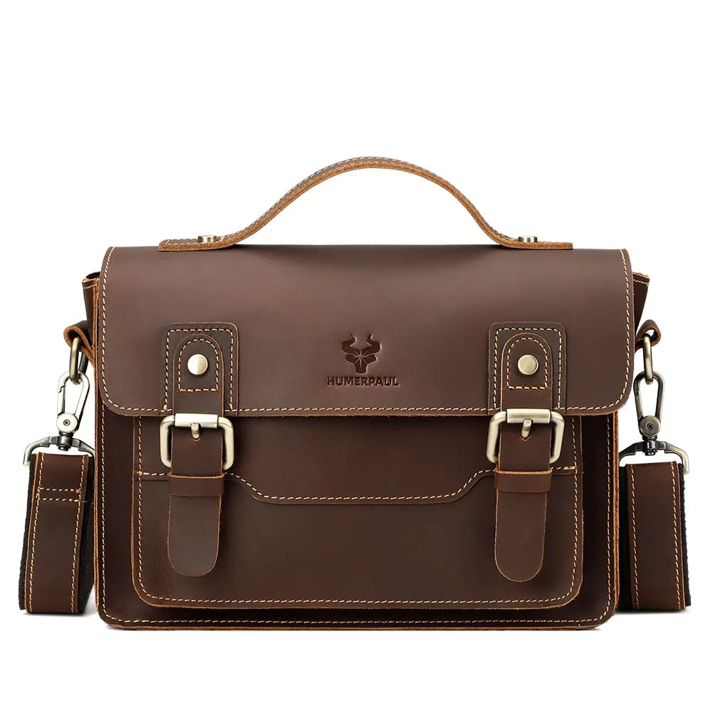 Crazy Horse Leather Men Messenger Bag Business Laptop Briefcase Casual Male Work Tote Bags for Ipad Large Capacity Travel Bag Innova Techno