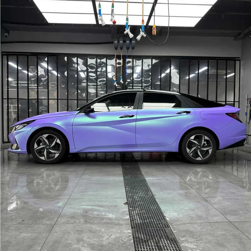 Satin Flip Glacier Lavender Blue Vinyl Wrap Film Self Adhesive Decal Motorbike Car Wrapping Roll Air Release Innova Techno