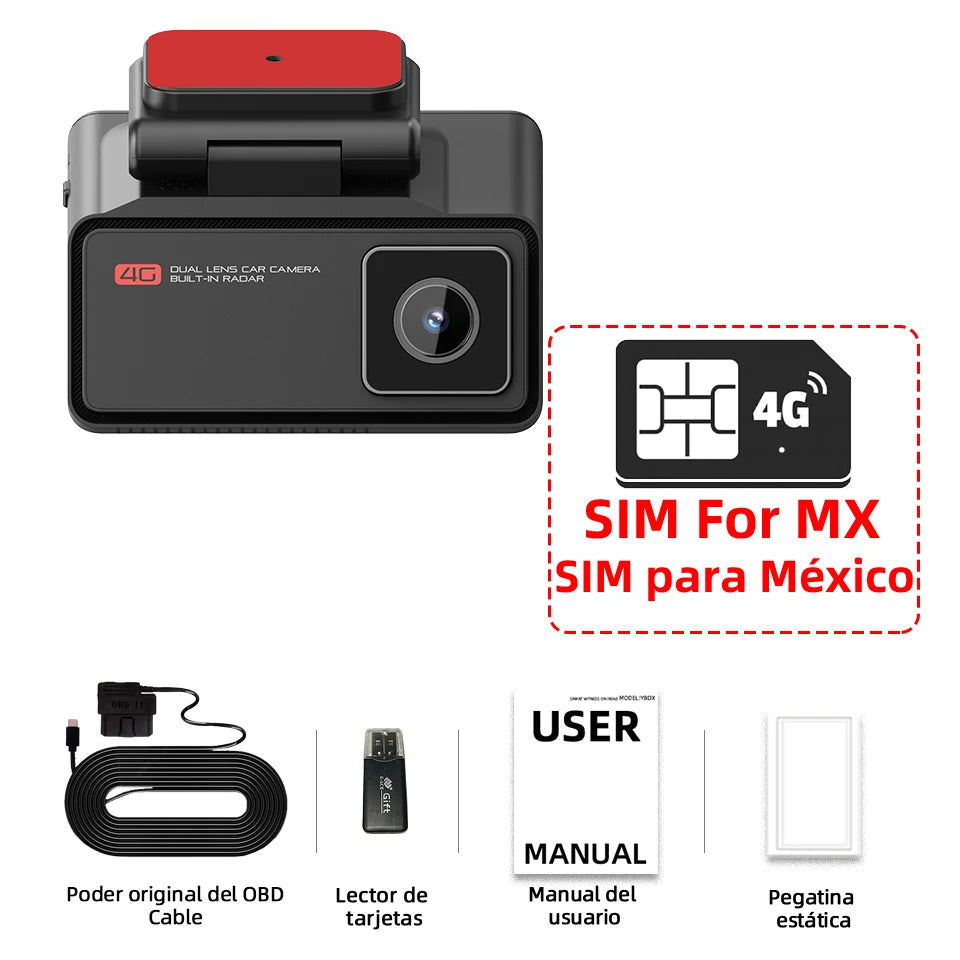 4G LTE Car Dash Cam Front and Inside Remote Live View Two-Way Talk 24/7 Parking GPS Tracker IR Night Vision Vehicle Security DVR Innova Techno