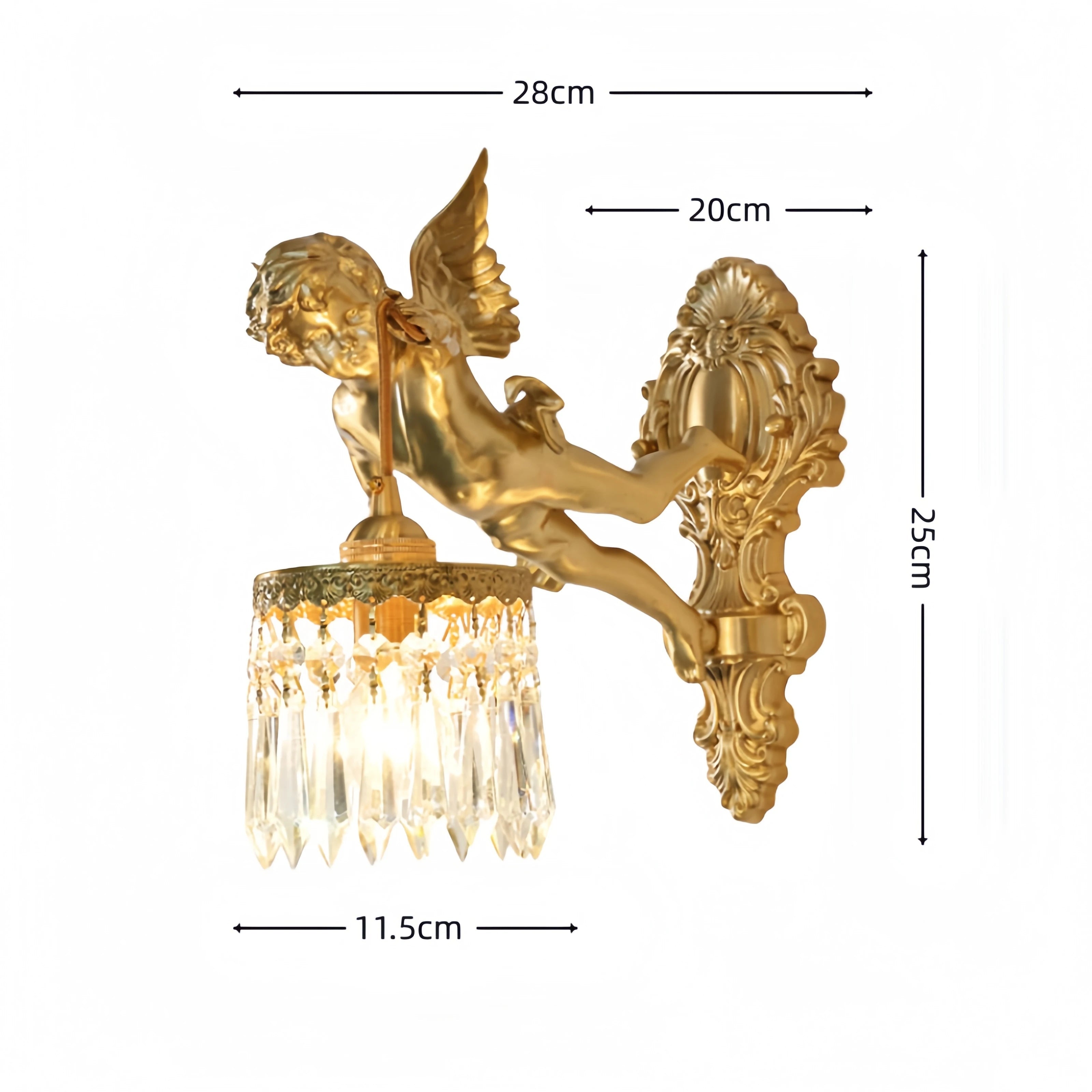 Retro French Brass Wall Lamp Hotel Bedroom Aisle Staircase Wall Angel Crystal Decorative Light Background Wall Copper Light Innova Techno