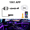 6IN1 8m Car Interior RGB Fiber Optic Ambient Light Kits APP Remote Control Music Sync Neon Strip Light 12V Car Decoration Lamp