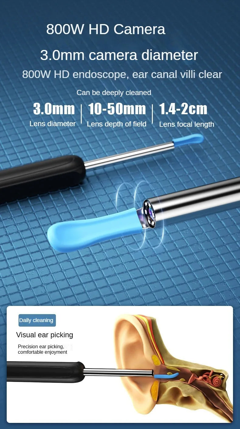 Wireless Smart Visual Ear Cleaner 800W Ear Stick Otoscope  Ear Wax Removal Tool Ear pick Camera Ear Endoscope for iOS Android Innova Techno